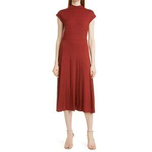 NEW Hugo Boss womens "Ellira" mock neck midi dress sz Large cap sleeve